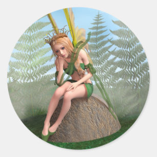 Forest Princess, Fairy Butterfly Classic Round Sticker