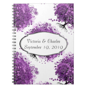 Forest Purple Heart Leaf Tree Wedding Notebook