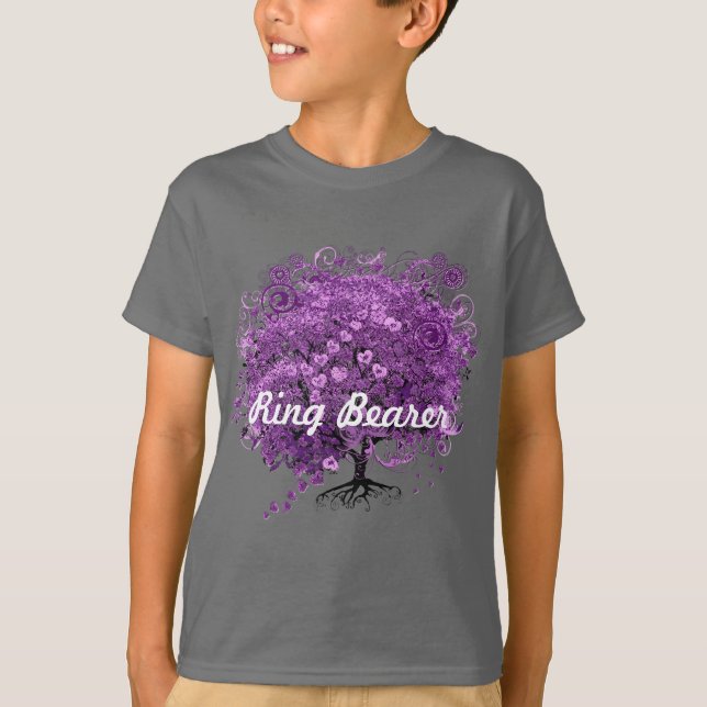 Forest Purple Heart Leaf Tree Wedding T-Shirt (Front)