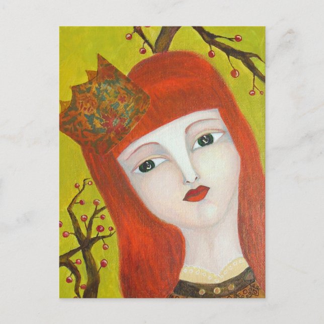 Forest Queen. Fairytale girl portrait art painting Postcard (Front)