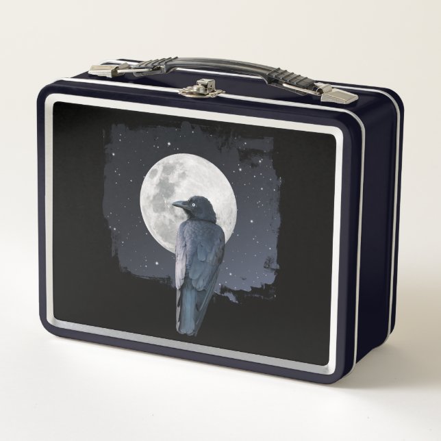 Forest Raven Cold Moon Metal Lunch Box (Front)