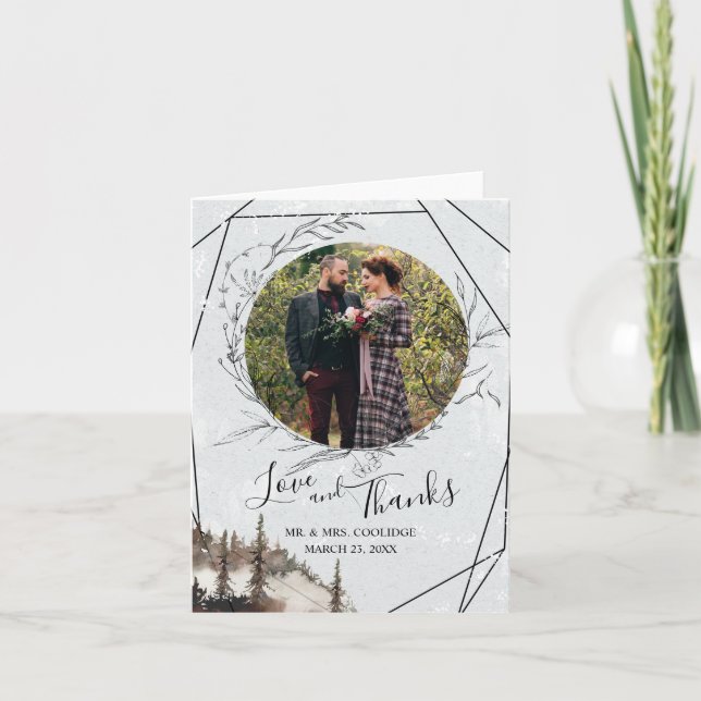 Forest, Raven, Wreath Folded Thank You Card (Front)