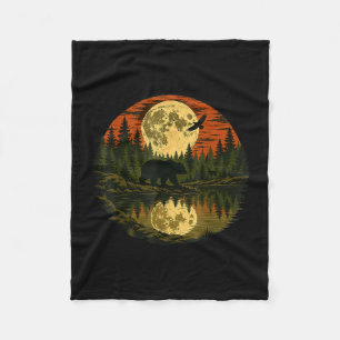 Forest retro nature wildlife outdoor fleece blanket
