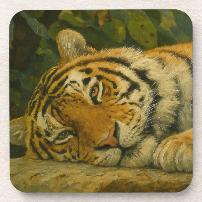 Forest Reverie – Resting Tiger in Jungle Light Coaster (Front)