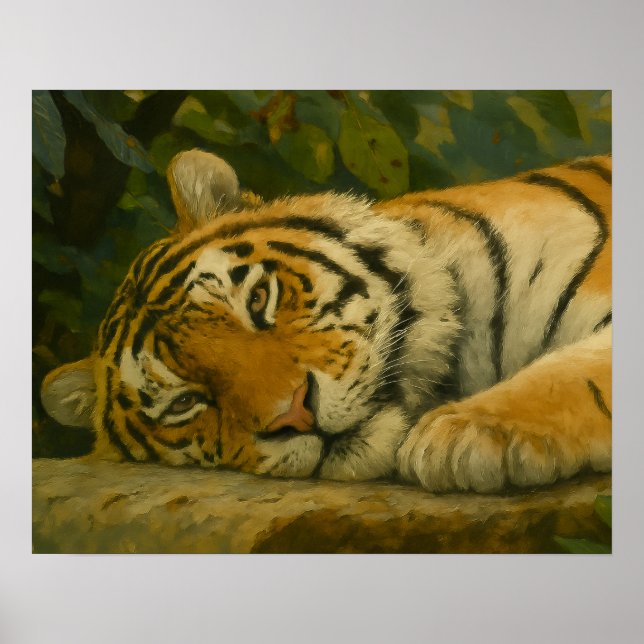 Forest Reverie – Resting Tiger in Jungle Light Poster (Front)