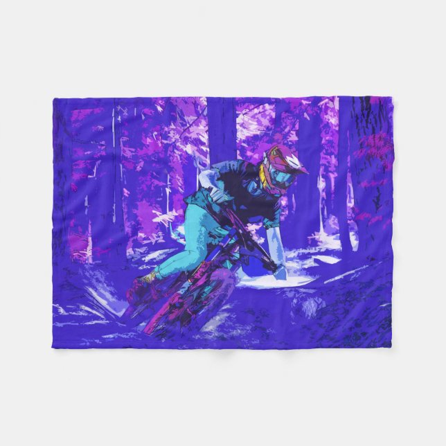 Forest Rider - BMX Racer Fleece Blanket (Front (Horizontal))