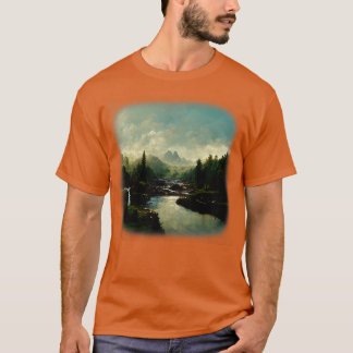 Forest River Landscape Romcism Artwork Wilderness T-Shirt