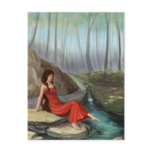 Forest Rivulet - Fantasy Forest Elf Girl Postcard