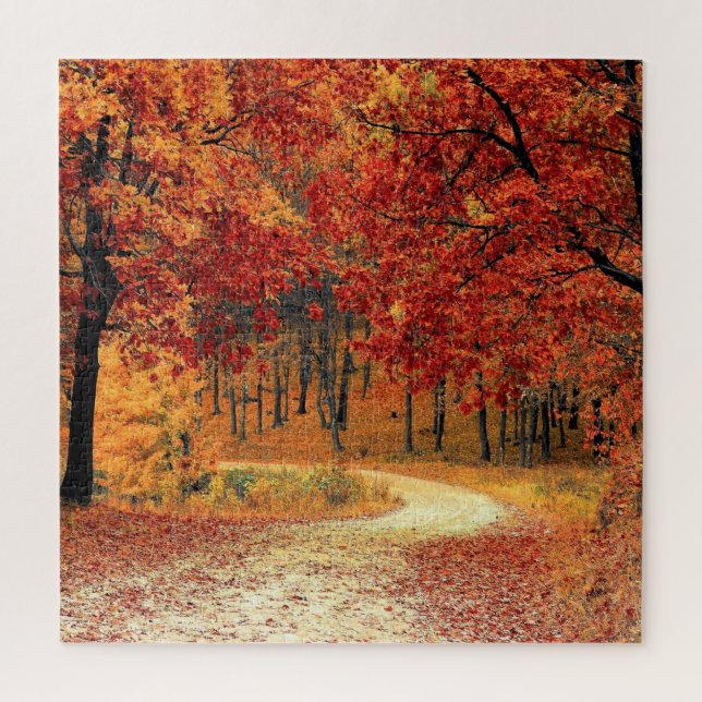 Forest Road Autumn Puzzle (Vertical)