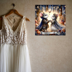 Forest Romance Mouse Couple Wedding Personalised Poster