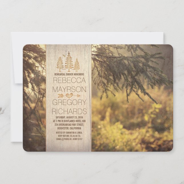 Forest Rustic Rehearsal Dinner Invitation (Front)