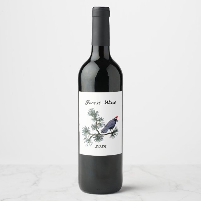 Forest Santa Crow Wine Labels (Front)