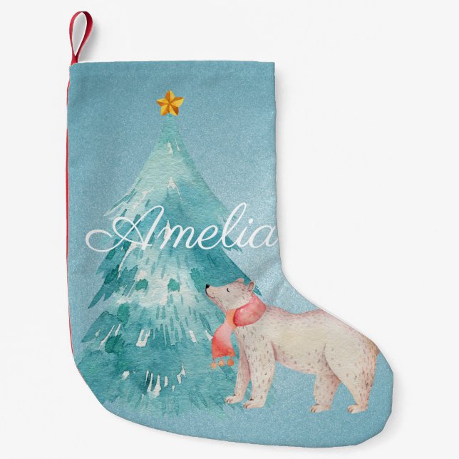 Forest Scene Personalised Small Christmas Stocking (Front)