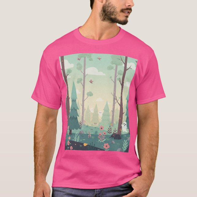 Forest Scene with Ghosts T-Shirt (Front)