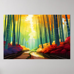 Forest Scenery Bamboo Landscape Nature Poster