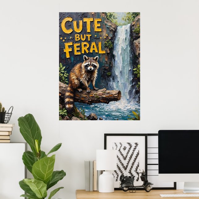 Forest Sentinel: Racoon by the Stream Poster (Home Office)