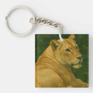Forest Sentinel – Resting Lioness in Golden Light Key Ring