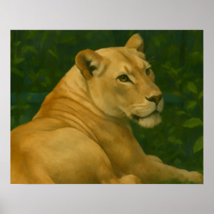 Forest Sentinel – Resting Lioness in Golden Light Poster
