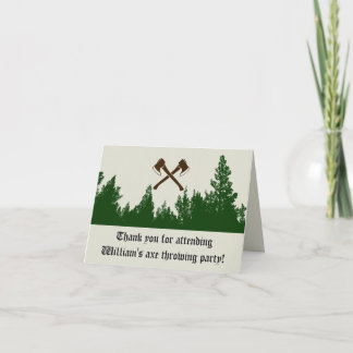 Forest Set Axe Throwing Birthday Thank You Note Card