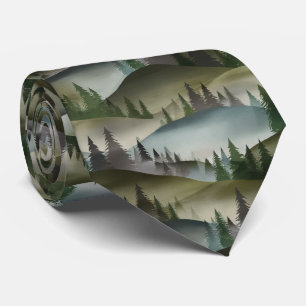 Forest Silhouette Nature Pattern Tie