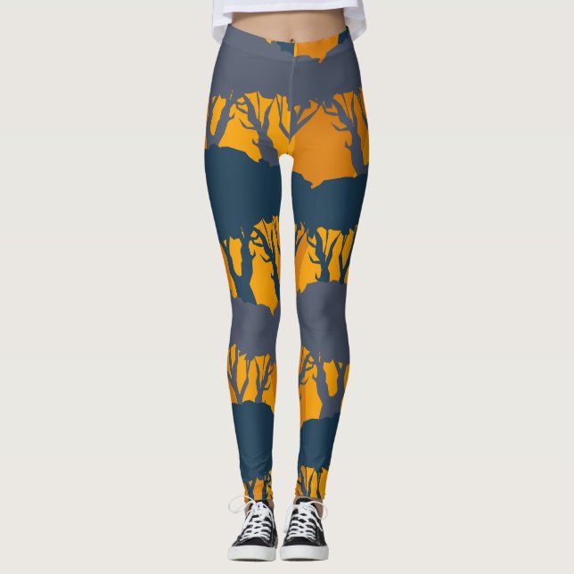 Forest Silhouette Pattern Leggings (Front)