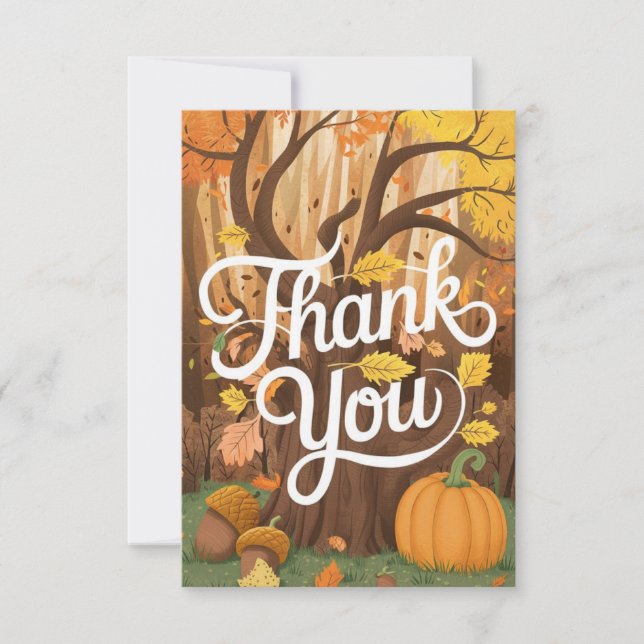 Forest Simple Autumn Fall Thank You Card (Front)