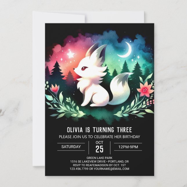 Forest Simple Wolf Birthday Invitation (Front)