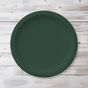 Forest solid plain dark green paper plate