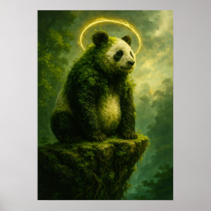 Forest Spirit Panda with Golden Halo Fantasy Poster