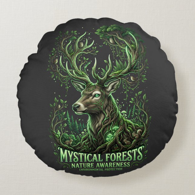 Forest Spirit Round Cushion (Front)