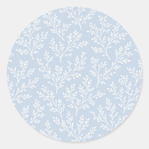 Forest Sprigs Neutral - Dusty Blue Classic Round Sticker