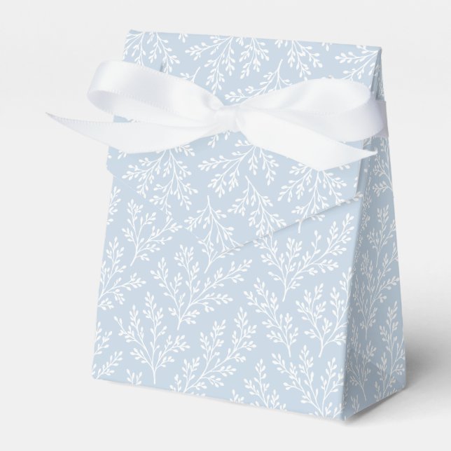 Forest Sprigs Neutral - Dusty Blue Favour Box (Front Side)