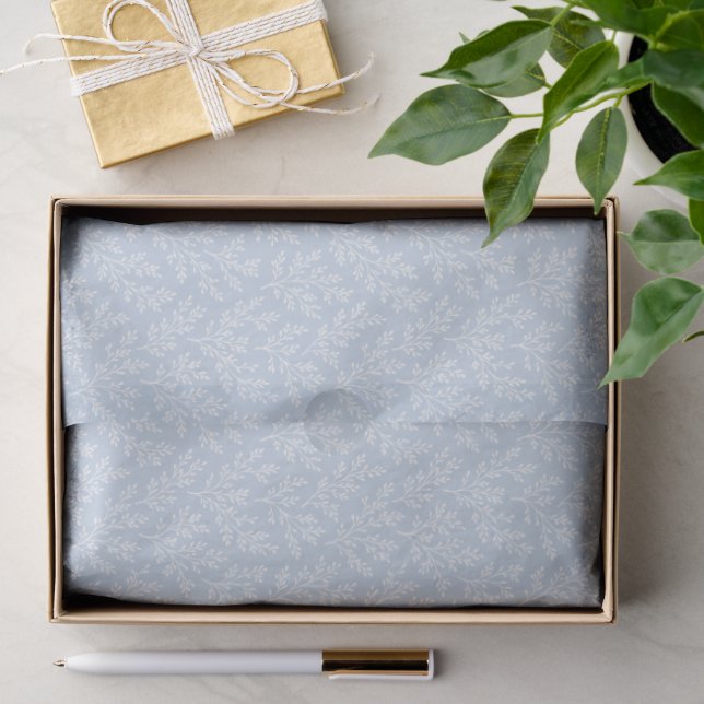 Forest Sprigs Neutral - Dusty Blue Tissue Paper (Gift)