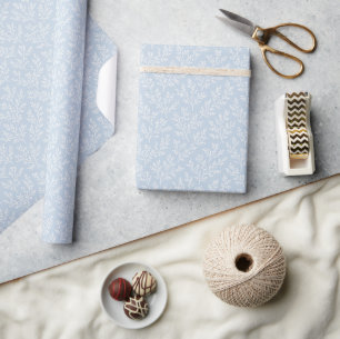 Forest Sprigs Neutral - Dusty Blue Wrapping Paper