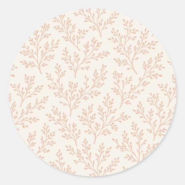 Forest Sprigs Warm Apricot - Neutral Classic Round Sticker (Front)