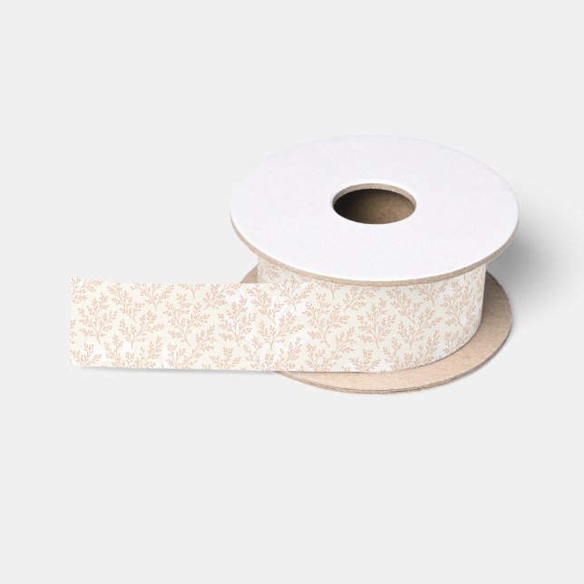 Forest Sprigs Warm Apricot - Neutral Satin Ribbon (Spool)