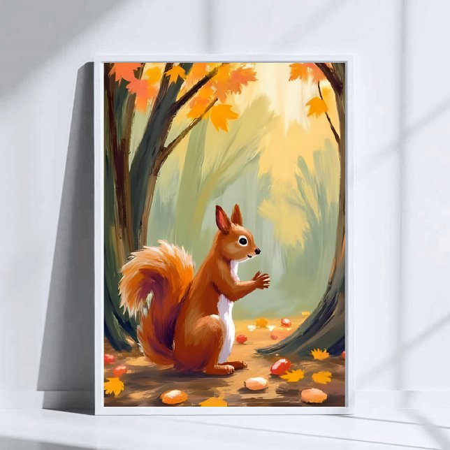 Forest Squirrel | Autumn Animal Watercolor Fall Poster (Creator Uploaded)