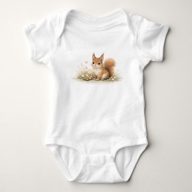 Forest Squirrel Baby Bodysuit (Front)