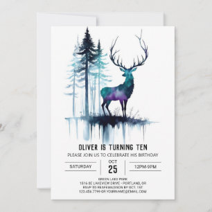 Forest Stag Editable Birthday Invitation