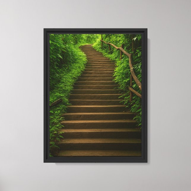 Forest Stair Pathway Serenity Canvas Print (Front)