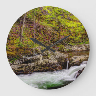Forest Stream In Great Smoky Mountains Large Clock