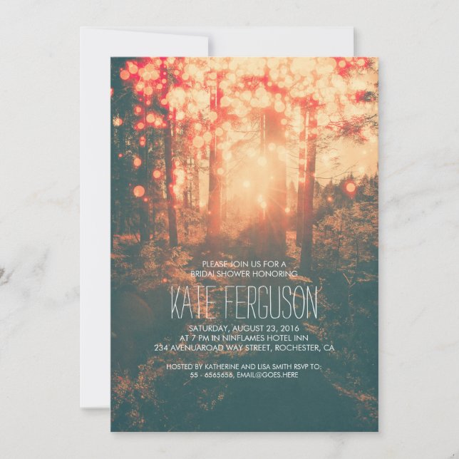 Forest String Lights Rustic Bridal Shower Invitation (Front)