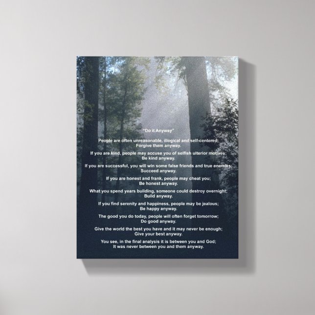 Forest & Sun Do It Anyway Canvas Print (Front)