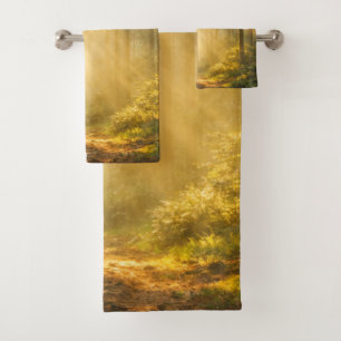 Forest Sunlight – Woodland Bathroom Towel Set