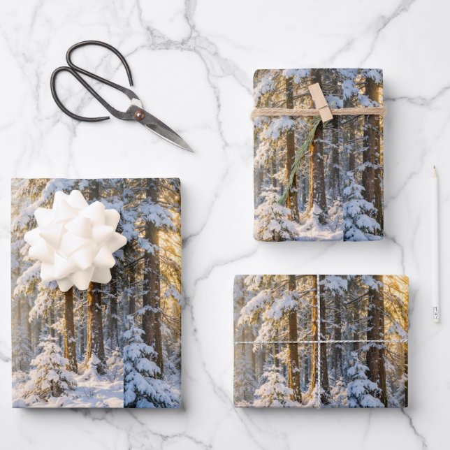 Forest Sunlight • Wrapping Paper Sheets • Set of 3 (Front)