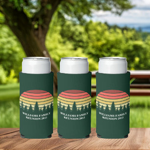 Forest Sunset Camping Trip Custom Family Reunion Seltzer Can Cooler