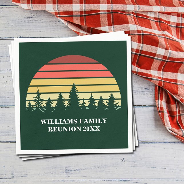 Forest Sunset Custom Family Reunion Camping Party Napkin (Creator Uploaded)