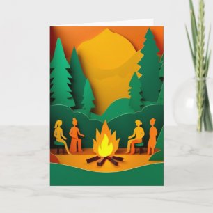 Forest Sunset Firelight Gathering Card