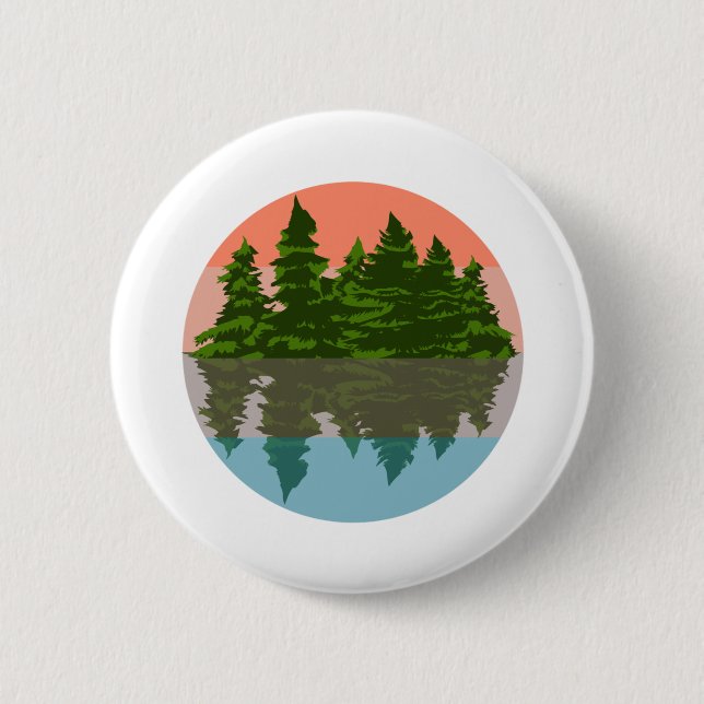 Forest Sunset Nature Pine Trees 6 Cm Round Badge (Front)