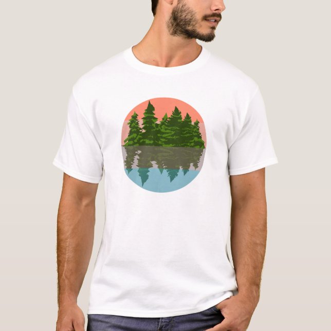 Forest Sunset Nature Pine Trees T-Shirt (Front)